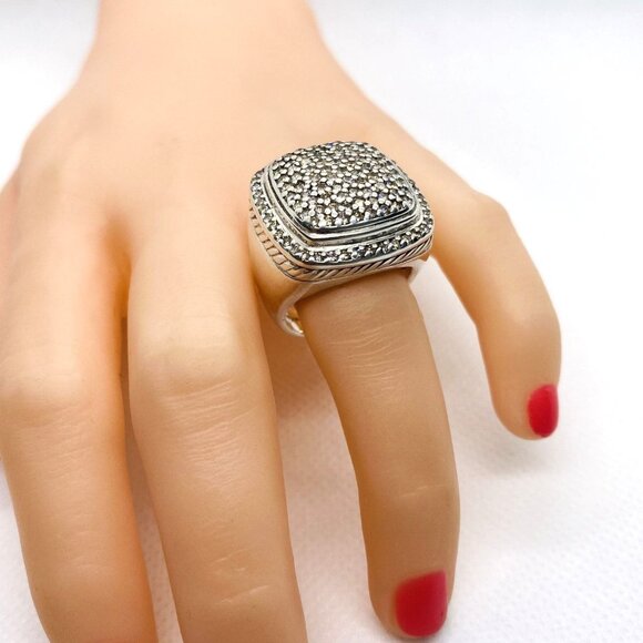 David Yurman Albion Pave Diamond Ring Sterling Silver 925 Size 6 READ - Picture 16 of 16